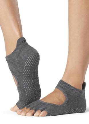 Шкарпетки для йоги toesox half toe bellarina grip charcoal grey s (36-38.5)