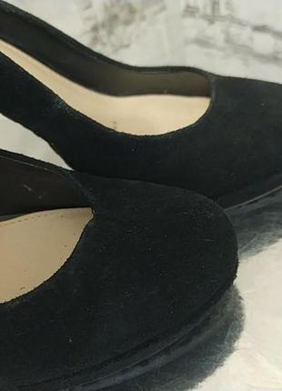 Черные замшевые  туфли на устойчивом каблучке 10 см2 фото