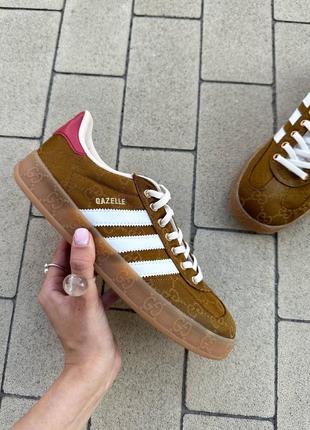 Кросівки adidas gazelle x gucci caramel3 фото