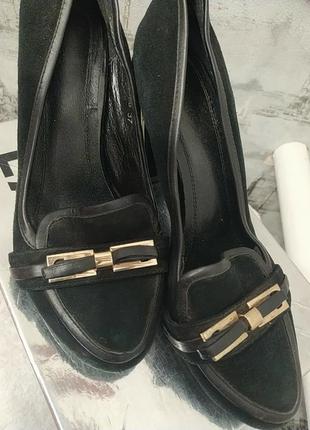 Черные замшевые  туфли на устойчивом каблучке 7.5 см2 фото
