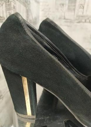 Черные замшевые  туфли на устойчивом каблучке 7.5 см3 фото