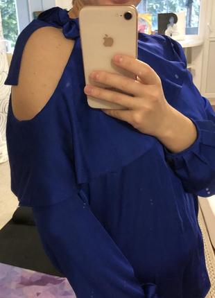 Блуза с открытым плечом цвет электрик5 фото