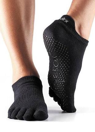 Носки для йоги toesox full toe low rise grip black xs (33-35.5)