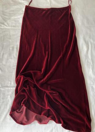 Потрясающая шелковая бархатная юбка. косой крой.1 фото