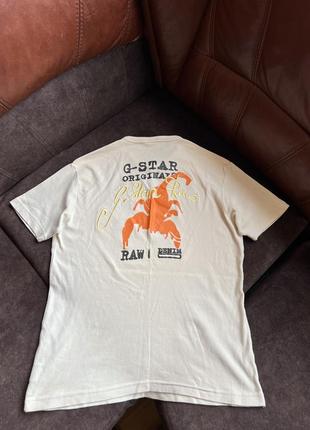 Хлопковая футболка g-star оригинальная бежевая1 фото