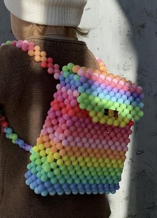 Детский рюкзак из бусин, разноцветных бусин ручной работы