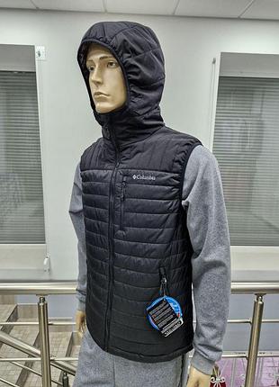 Жилетка мужская columbia omni-heat с капюшоном черного цвета