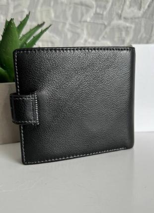 Мужской кожаный кошелек портмоне на кнопке md черный бумажник r_10991 фото