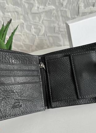 Мужской кожаный кошелек портмоне на кнопке md черный бумажник r_10999 фото