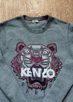 Оригинальный серый мужской свитшот худи футболка kenzo paris размер s3 фото
