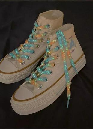 Шнурки, що світяться 120 см флуоресцентні з плямами яскраві11 фото