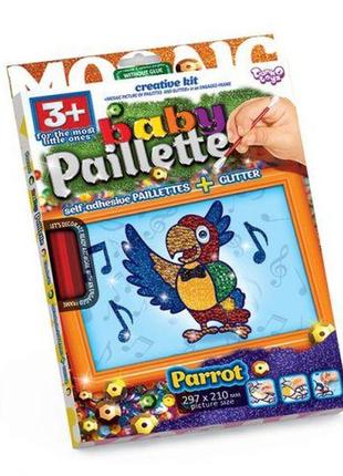 Картина-мозаїка з паєток "baby paillette: папуга"1 фото