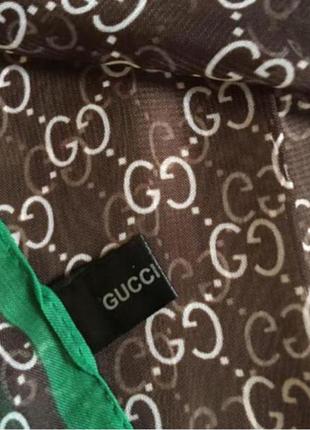 Шарф шифоновий gucci белый,коричневый,черный3 фото