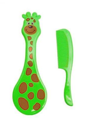Щетка для волос с расческой "жираф" (зеленый)1 фото