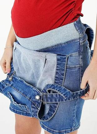 👑vip👑 джинсовий комбінезон для вагітних і годуючих матусь джинсові шорти для вагітних2 фото