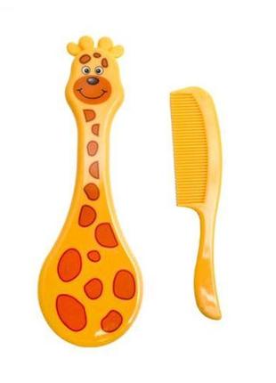 Щітка для волосся з гребінцем "жираф" (жовтий)1 фото