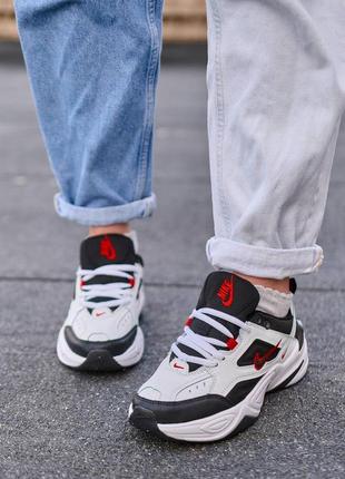 Nike m2k tekno black white “red logo”2 фото