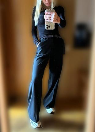 Базовые черные брюки штаны палаццо женские черные5 фото