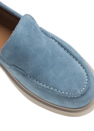 Туфли-лоферы женские голубые замшевые 2397т-в9 фото