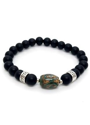 👁️✨ браслет-амулет "трехглазая бусина дзи" натуральный камень агат, шунгит