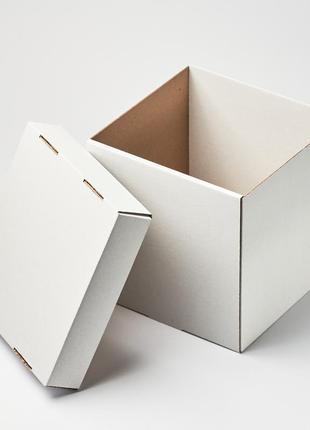 Коробка картонная 200*200*200 мм,  со съемной крышкой, самосборная, белая