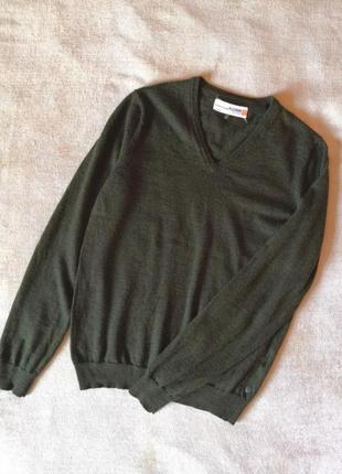 Шерстяной пуловер джемпер шерсть мериноса бутылочный цвет plectrum