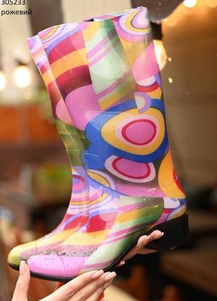 Гумові чоботи жіночі кольорові на каблуку 385 фото