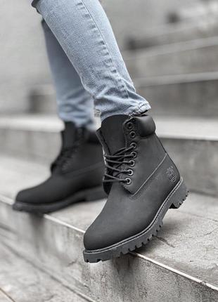 Ботинки timberland black термо черевики