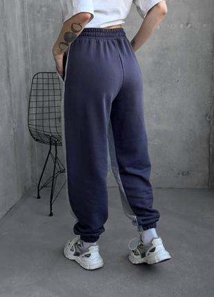 Женские двухцветные брюки джогеры тринитка петля 42-469 фото