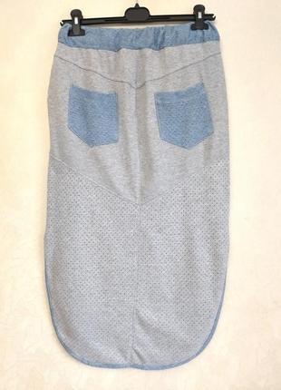 Хлопковая трикотажная юбка миди длинная юбка4 фото