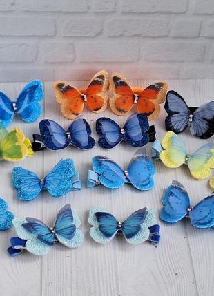 Заколки з шифоновими  метеликами, метелики1 фото