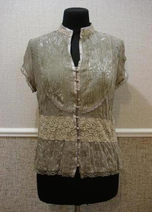 Летняя кофточка шифоновая блузка с кружевом размер 14/161 фото