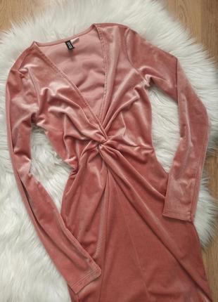 Велюрова рожева сукня h&amp;m3 фото