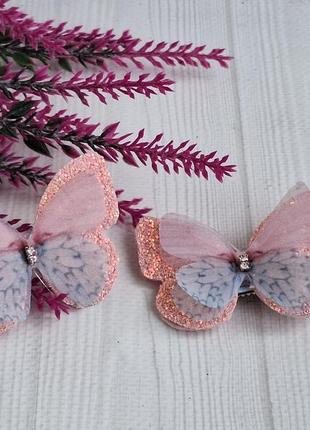 Шифонові метелики, бабочки на заколках и резинках8 фото