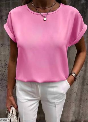 Блуза футболка женская стильная повседневная базовая однотонная с коротким рукавом размеры 42-48 арт 888