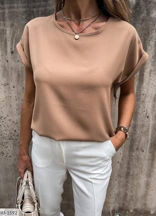 Блуза футболка женская стильная повседневная базовая однотонная с коротким рукавом размеры 42-48 арт 8886 фото