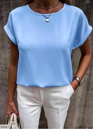 Блуза футболка женская стильная повседневная базовая однотонная с коротким рукавом размеры 42-48 арт 8885 фото