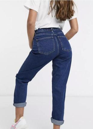 Брендовое трендовые синие джинсы slim mom jeans2 фото