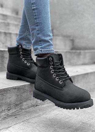 Ботинки timberland black fur черевики на меху1 фото