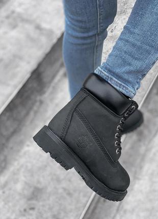 Ботинки timberland black fur черевики на меху4 фото