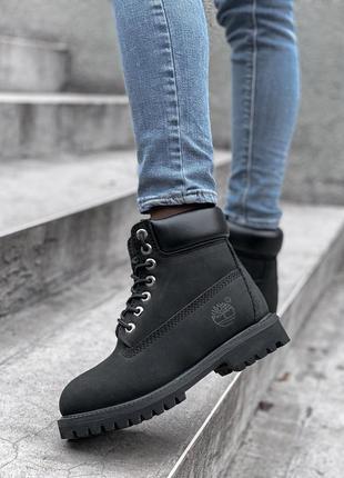 Ботинки timberland black fur черевики на меху10 фото