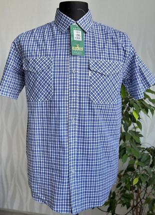 Мужская рубашка с коротким рукавом тениска шведка рубашка в клетку лето2 фото