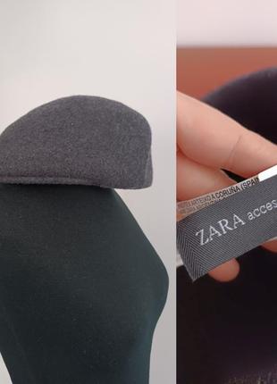 Кепка шерстяная картуз серого цвета zara accessories l