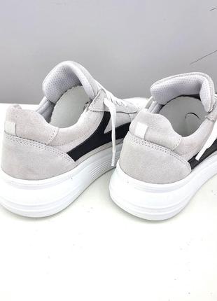 Замшевые кеды из натуральной замши серые подростковые