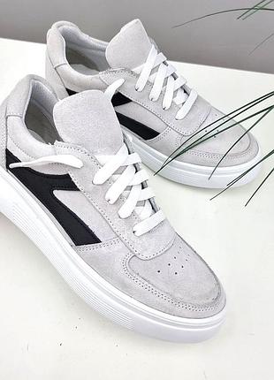 Замшевые кеды из натуральной замши серые подростковые