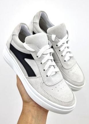 Замшевые кеды из натуральной замши серые подростковые