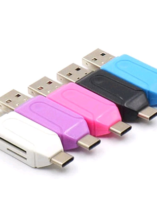 Картридер otg microusb & usb для microsd и sd/mmc карт1 фото