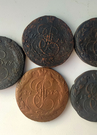 Царські мідні монети п'ятаки катерини другої