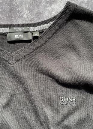 Шерстяной черный мужской свитер-пуловер hugo boss black men's extrafine merino.6 фото