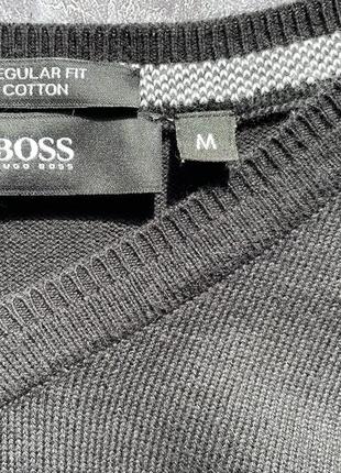 Шерстяной черный мужской свитер-пуловер hugo boss black men's extrafine merino.7 фото